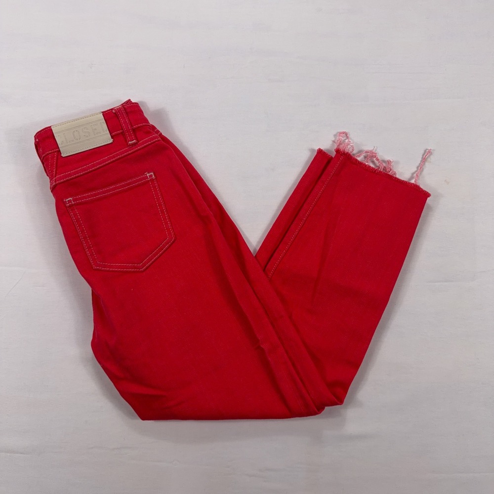Closed High Rise Straight Leg Jeans‎ Raw Hem Red Made in Italy Size 24 Baker